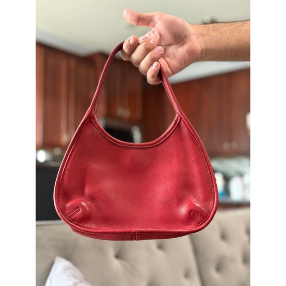 Coach RARE MINI 9027 Cherry Red Leather Ergo Shoulder Bag - Picture 1 of 11